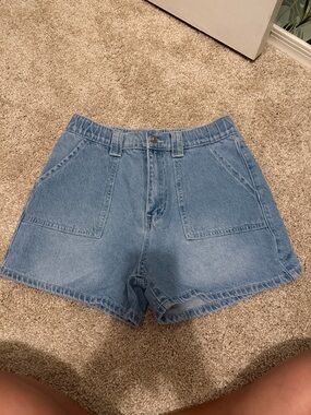 Wax Jean Light Blue High-Rise Denim Shorts